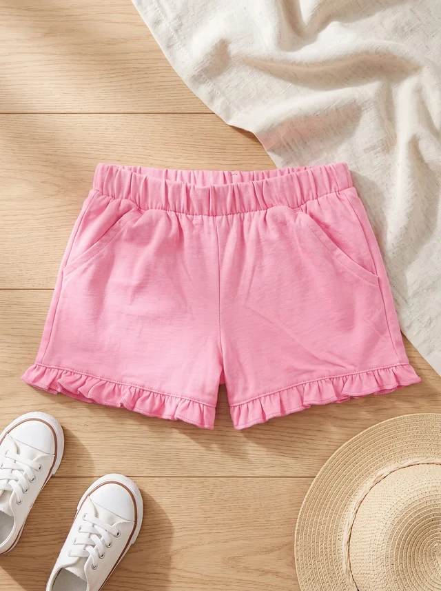Short rosado con volados